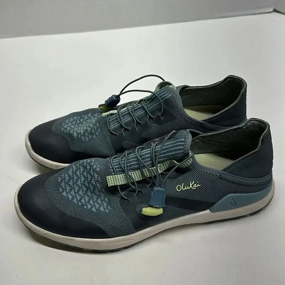 Olukai Miki Trainer Sneakers Shoes Drawstring Athletic Blue Green Women's 8 - Picture 1 of 11